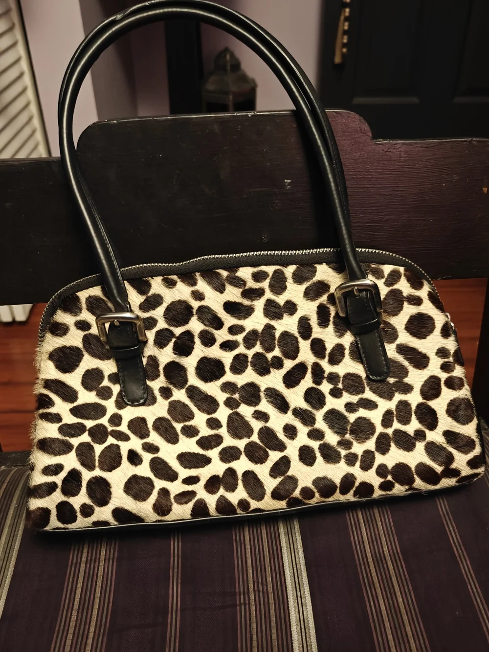 Express Leopard Print Satchel with Black Handles And Hair